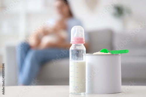 Milk formula with bottle on...