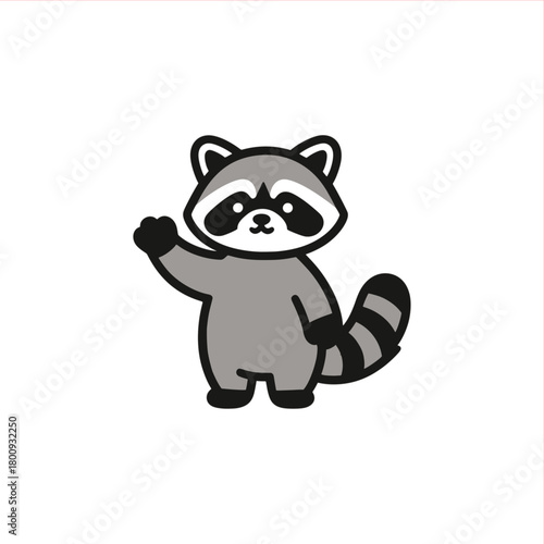 Photography Charming raccoon cartoon illustration with a friendly wave, perfect for children