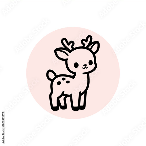 Adorable cartoon deer illustration, cute fawn with spots and small antlers, perfect for children's designs and playful holiday themes, kawaii style art