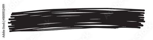 Abstract black brush stroke or marker scribble with a messy, textured effect, isolated on a clean white background for use as a graphic design element, banner, or frame