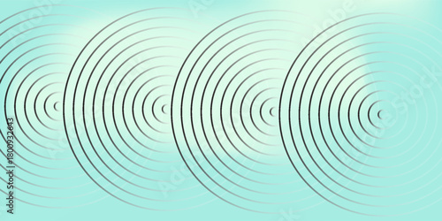 modern.Abstract Geometric Background With Concentric Circles And Blue Dots In Mint Tones