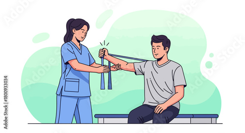 Therapist Assisting Patient With Arm Exercises To Promote Physical Recovery and Health