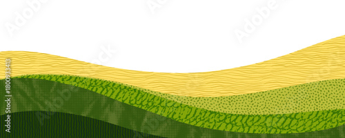 Tuscany Field Collage Pattern with Agriculture Texture and Green Italian Landscape for Abstract Farm Background.