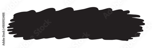 Abstract black paint brush stroke or marker scribble with a rough, jagged edge, isolated on a white background, creating a bold and minimalist graphic design element