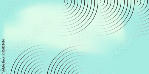 modern.Abstract Geometric Background With Concentric Circles And Blue Dots In Mint Tones