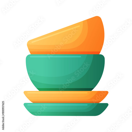 colorful ceramics, brightly colored ceramic dishware arranged in appealing