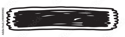 Hand-drawn black rectangular frame with a distressed texture and wavy edges, an isolated grunge banner element for design projects on a clean white background