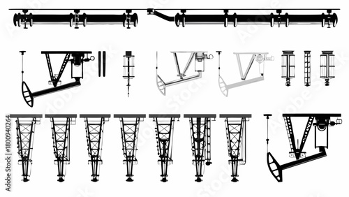 Unique industrial pumping unit designs, perfect for engineering firms and technical illustrations