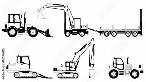 Construction vehicles and heavy equipment showcase for building and infrastructure projects