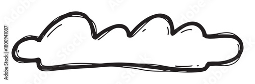 A hand-drawn cloud-shaped speech bubble or text frame with a thick black outline, created in a cute doodle sketch style and isolated on a clean white background