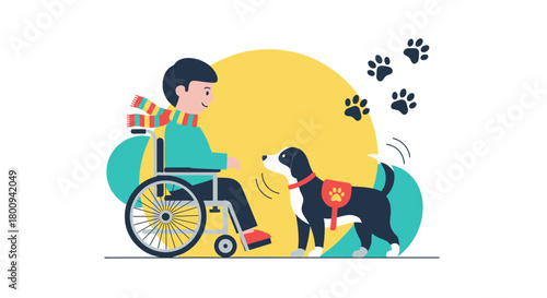 A Person In A Wheelchair Interacts Delightfully With An Adorable Trained Assistance Dog