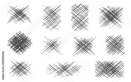 Grunge textures set. Collection of vector, distress, textures, Line crosshatch patterns, cross hatch texture vector seamless backgrounds