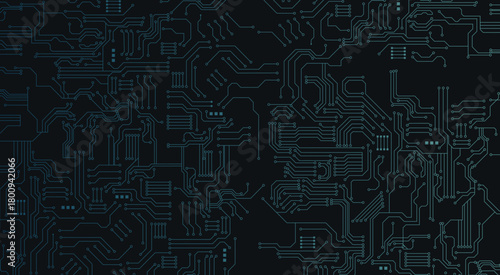 Black circuit diagram on Black background. stock illustration. 