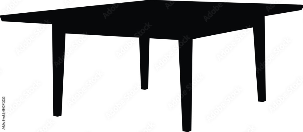 Fototapeta premium Simple black silhouette of a square table with four legs