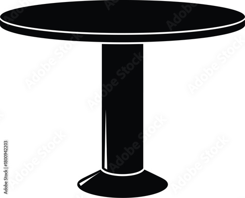 Simple black silhouette of a round pedestal table