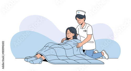 Compassionate Nurse Comforting Patient: Illustration Depicting Care and Support in Healthcare