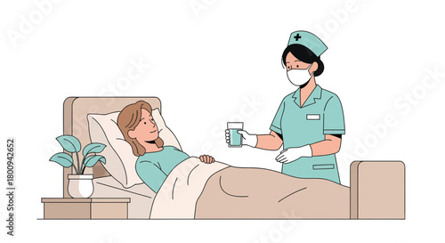 Compassionate Nurse Offers Hydration to Patient in Bedside: Providing Care and Support