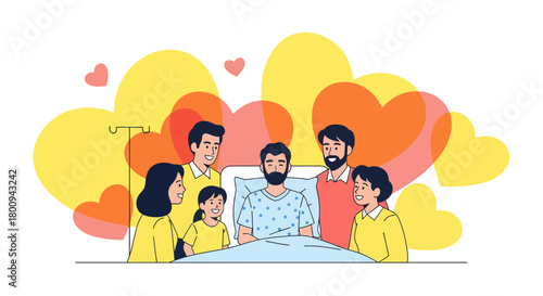 Family Gathered Around Patient, Offering Love And Support, Showing Community Togetherness