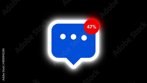 A vibrant message notification icon with a percentage alert
