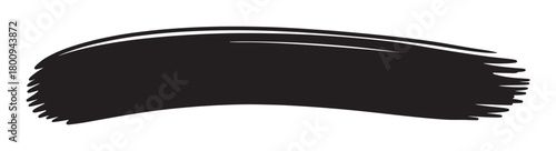 Abstract black brush stroke with a dynamic, curved shape and textured edges, isolated on a white background, perfect for graphic design elements and modern banners