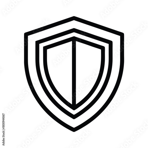 Shield Outlined In Bold Vector Illustration