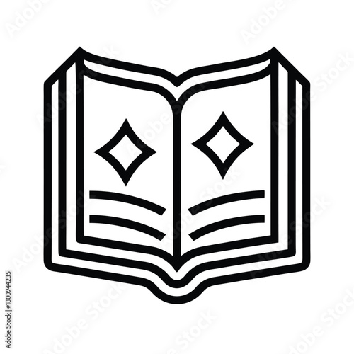 Spell Book Outlined Icon Vector Illustration