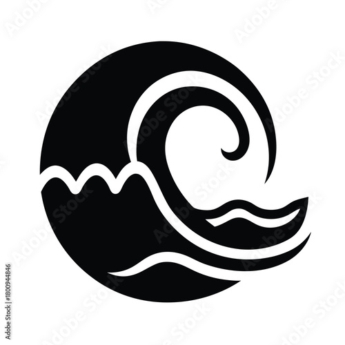 Tidal Wave Outlined Icon Vector Illustration