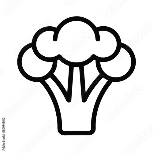 Broccoli Outlined In Bold Vector Illustration