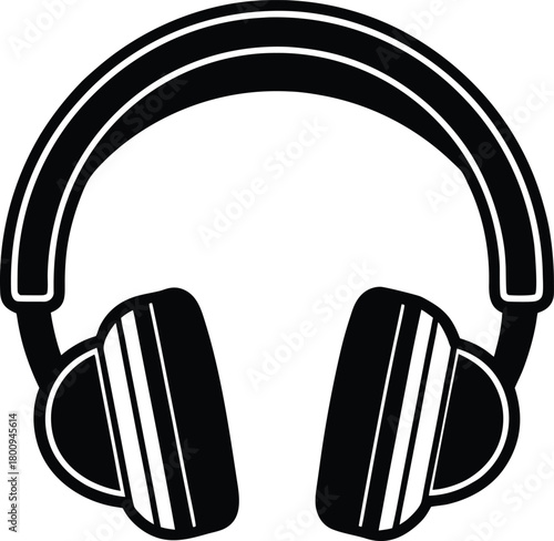 Minimalist line art illustration of modern headphones for audio and sound promotion