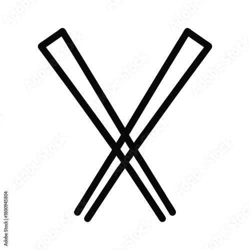 Chopsticks Outlined Icon Vector Illustration