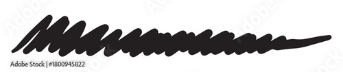 A messy black hand-drawn scribble made with a thick marker or brush, an abstract grunge design element for underlining or redaction, isolated on a white background