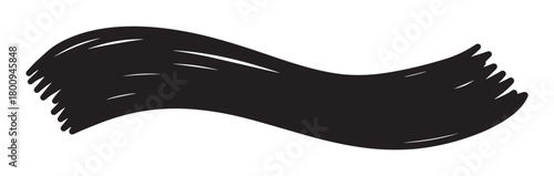 Minimalist black and white illustration of a flowing ribbon or paint smear, a dynamic abstract shape with a hand-drawn doodle style for modern creative projects