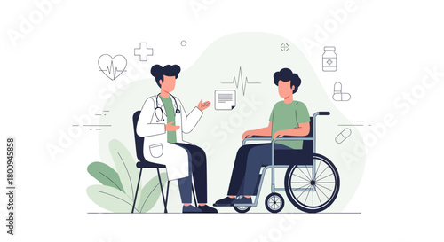 Medical Consultation Demonstrating Healthcare and Patient Support Illustration