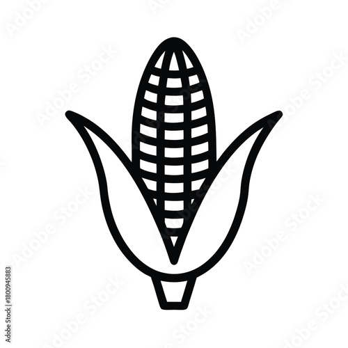 Corn On The Cob Outline Vector Illustration