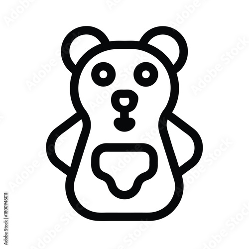 Gummy Bears Outlined Icon Vector Illustration