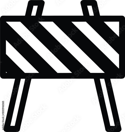 Line art illustration of a barricade sign suitable for banners and advertisements