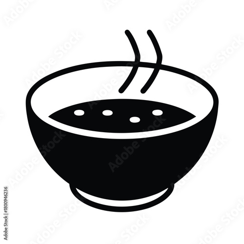 Miso Soup Outlined In Bold Vector Illustration
