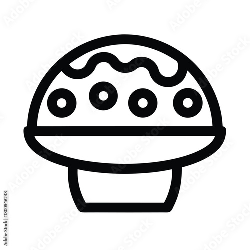 Mushroom Risotto Outline Vector Illustration
