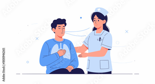 Medical Professional Caring For an Ill Patient to Diagnose Breathing Difficulties