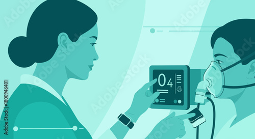 Medical Professional Conducting Pulse Measurement On Patient With Breathing Assistance