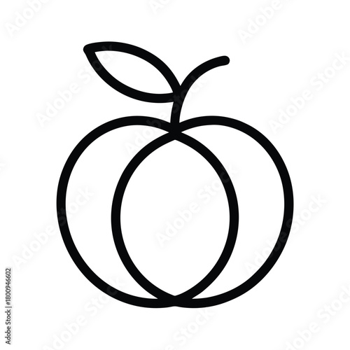 Peach Outlined In Bold Vector Illustration
