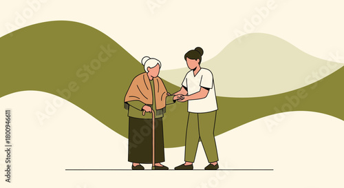 Supporting The Elderly: A Kind Caregiver Helping Senior With Assisted Living
