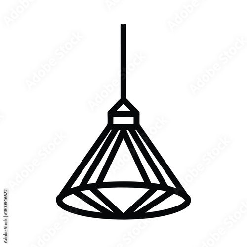 Pendant Light Outline Vector Illustration