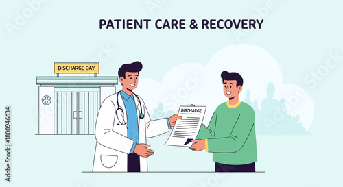 Medical Professional Issues Discharge Papers After Patient Successfully Completes Treatment Phase