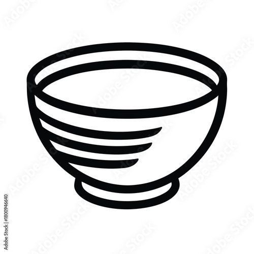 Pho Soup Bowl Outline Vector Illustration