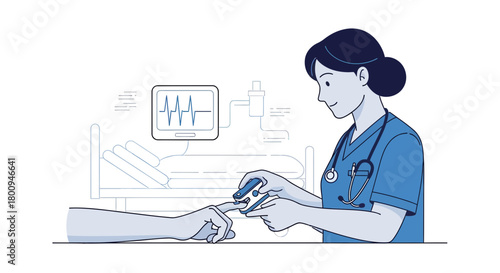 Medical Professional Measuring a Patient's Vital Signs in a Modern Hospital Setting