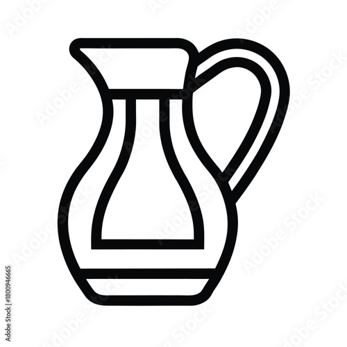 Pitcher Outlined In Bold Vector Illustration