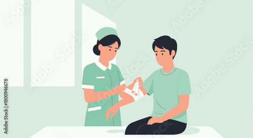 Medical Professional Providing Arm Injury Care for a Patient During Examination and Treatment