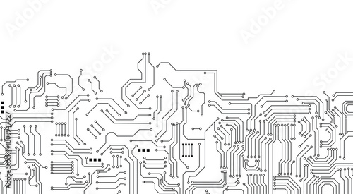 Vector circuit board illustration. Abstract technology. Seamless digital technology background with white backdrop.