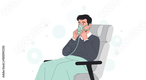 Patient Receiving Oxygen Therapy, Seated Comfortably While Maintaining Calm And Composure